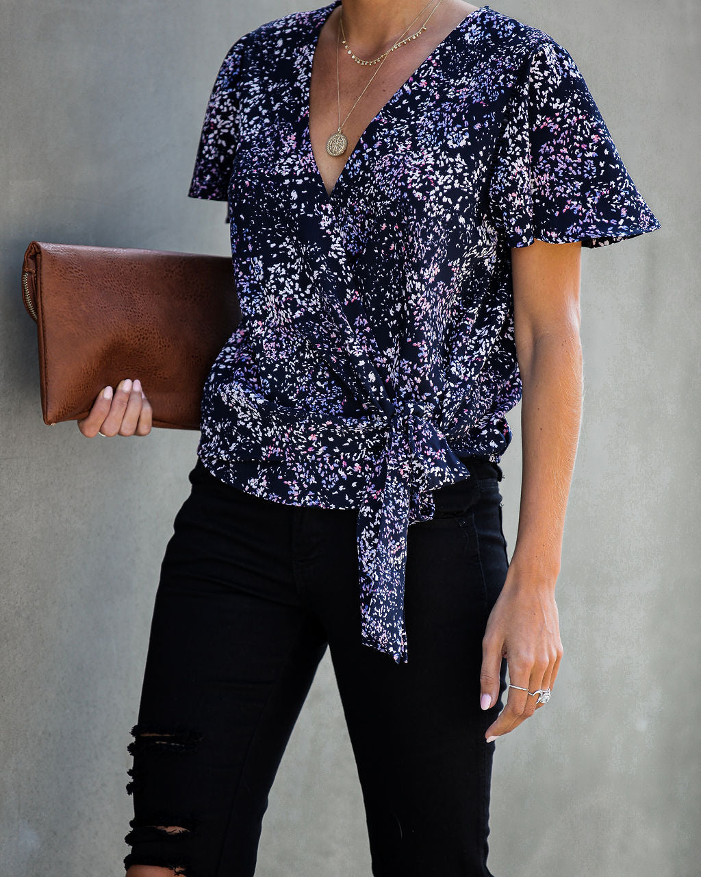 Marlowe Printed Wrap Blouse
