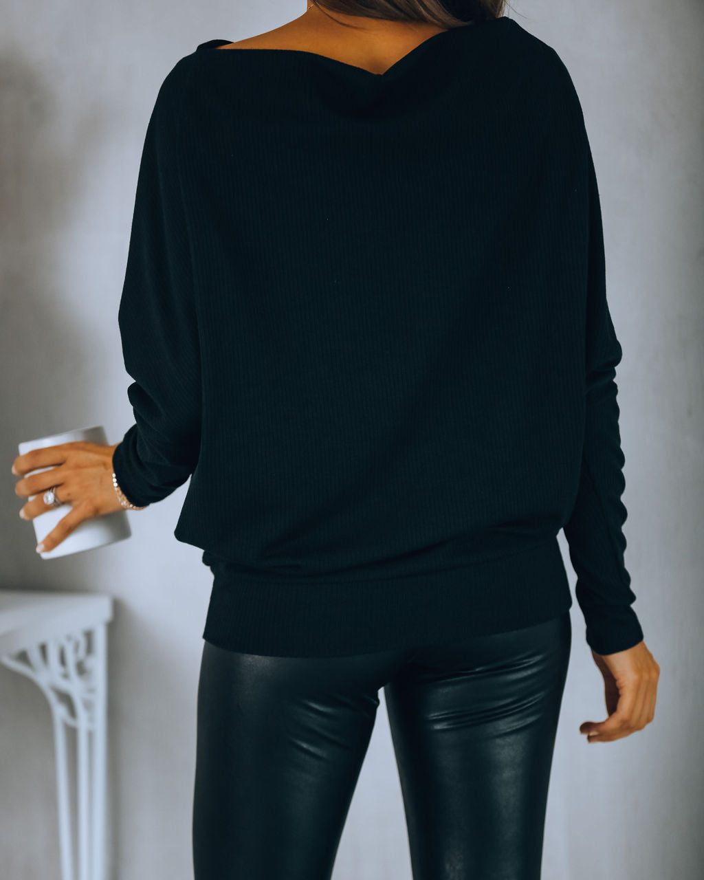Grateful Dolman Knit Top - Black