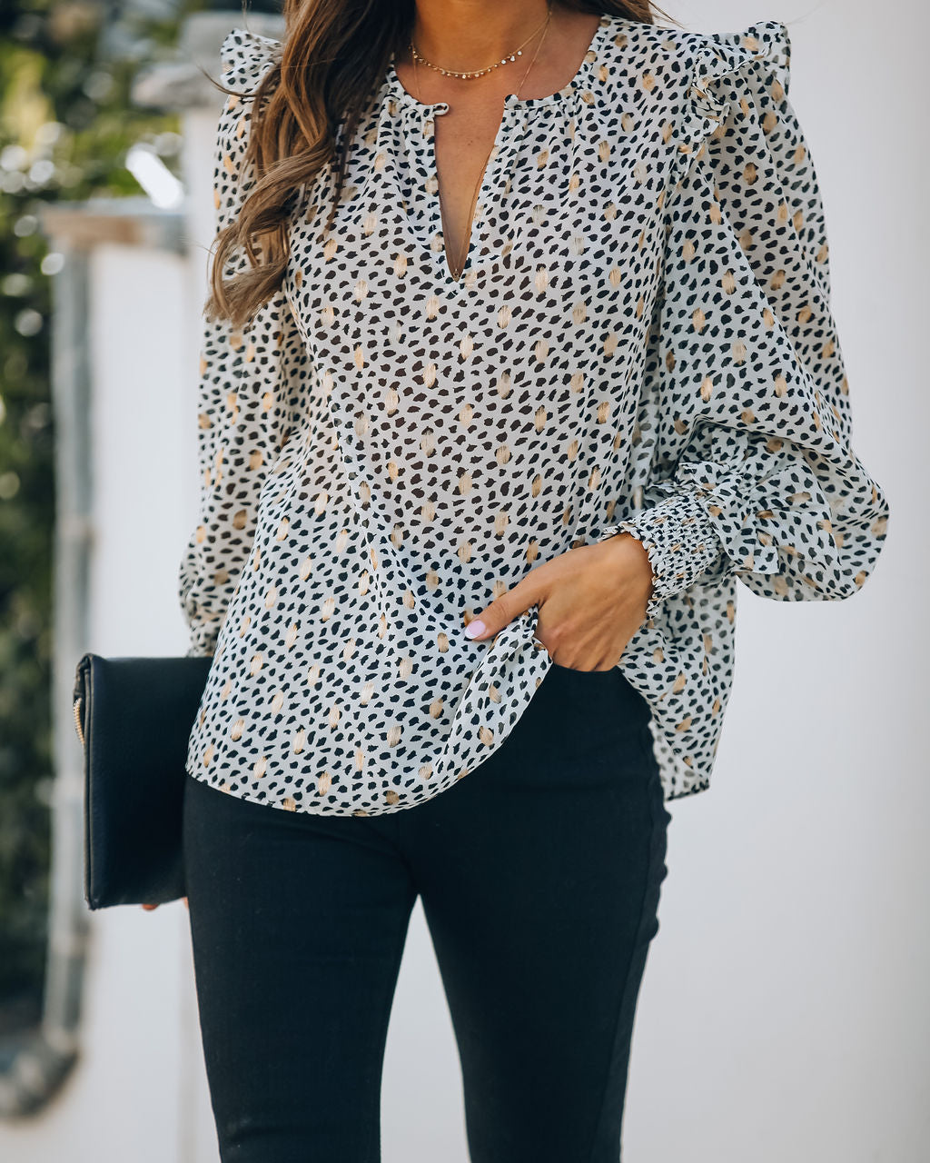 Good As Gold Smocked Ruffle Blouse