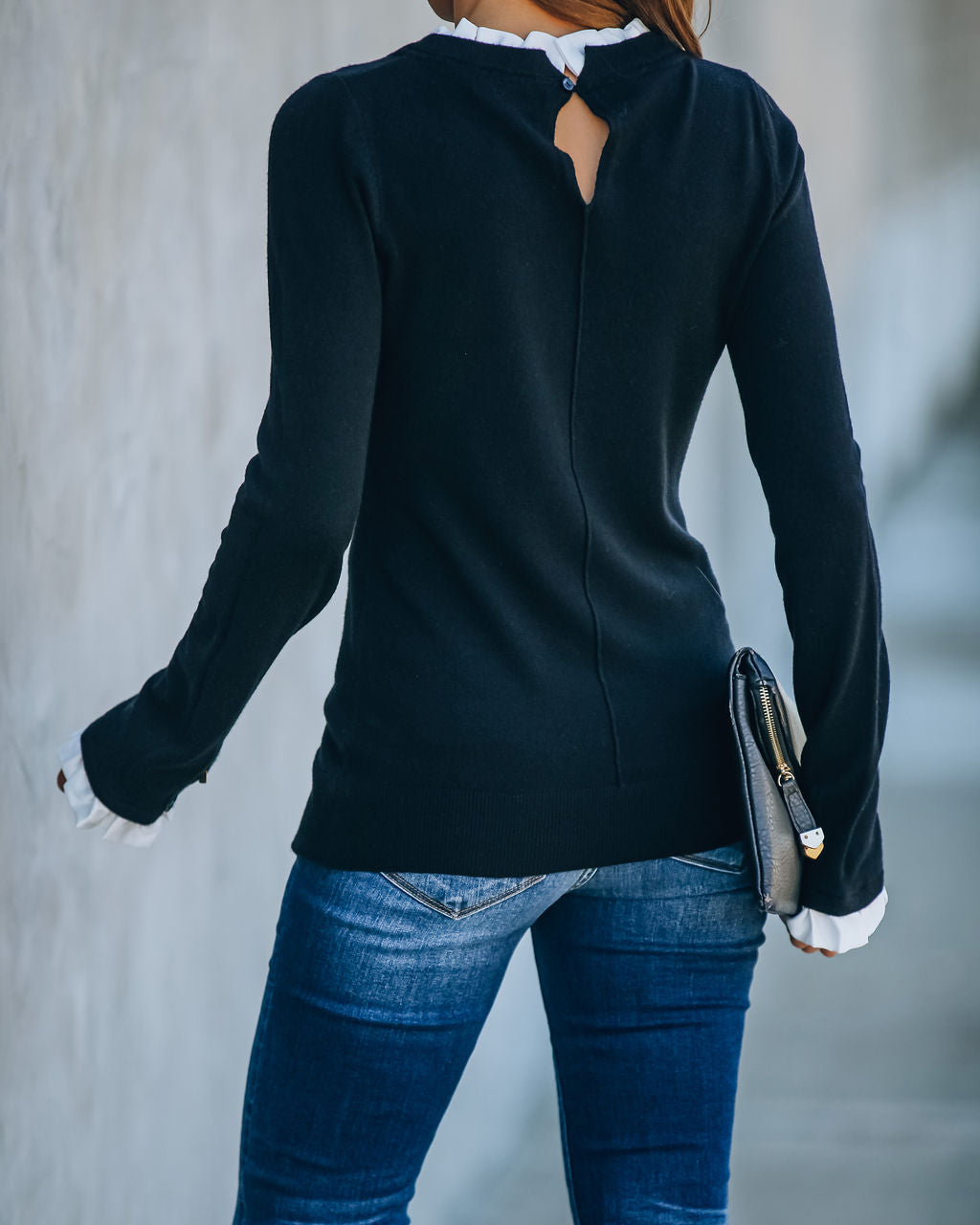 France Contrast Ruffle Sweater Top