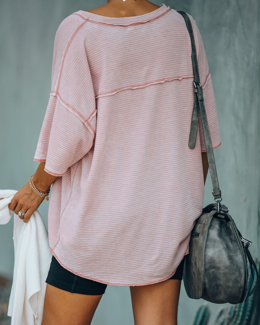 Lewie Unfinished Thermal Tee - Blush