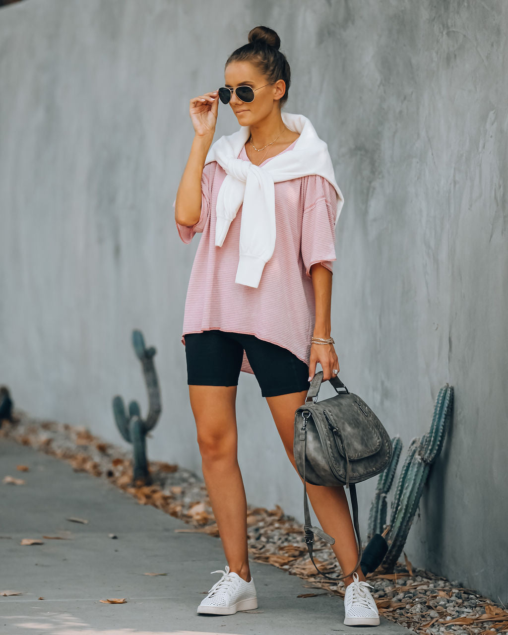 Lewie Unfinished Thermal Tee - Blush
