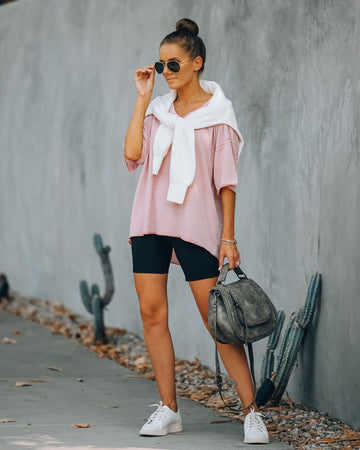 Lewie Unfinished Thermal Tee - Blush