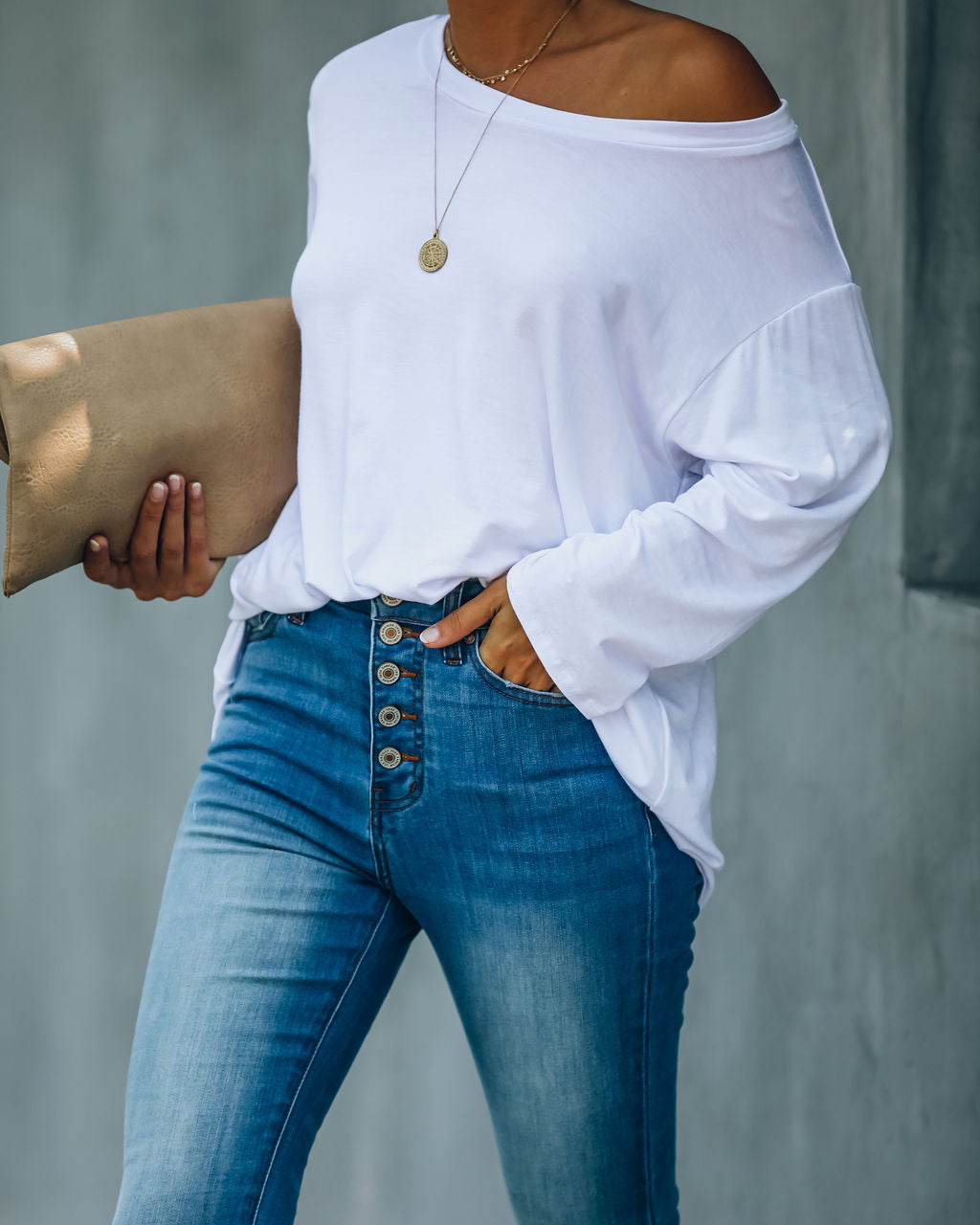 Logan 3/4 Sleeve Tee - White