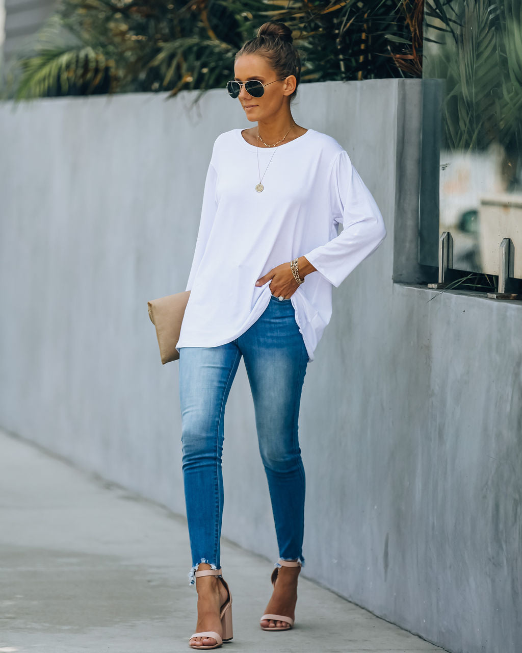 Logan 3/4 Sleeve Tee - White