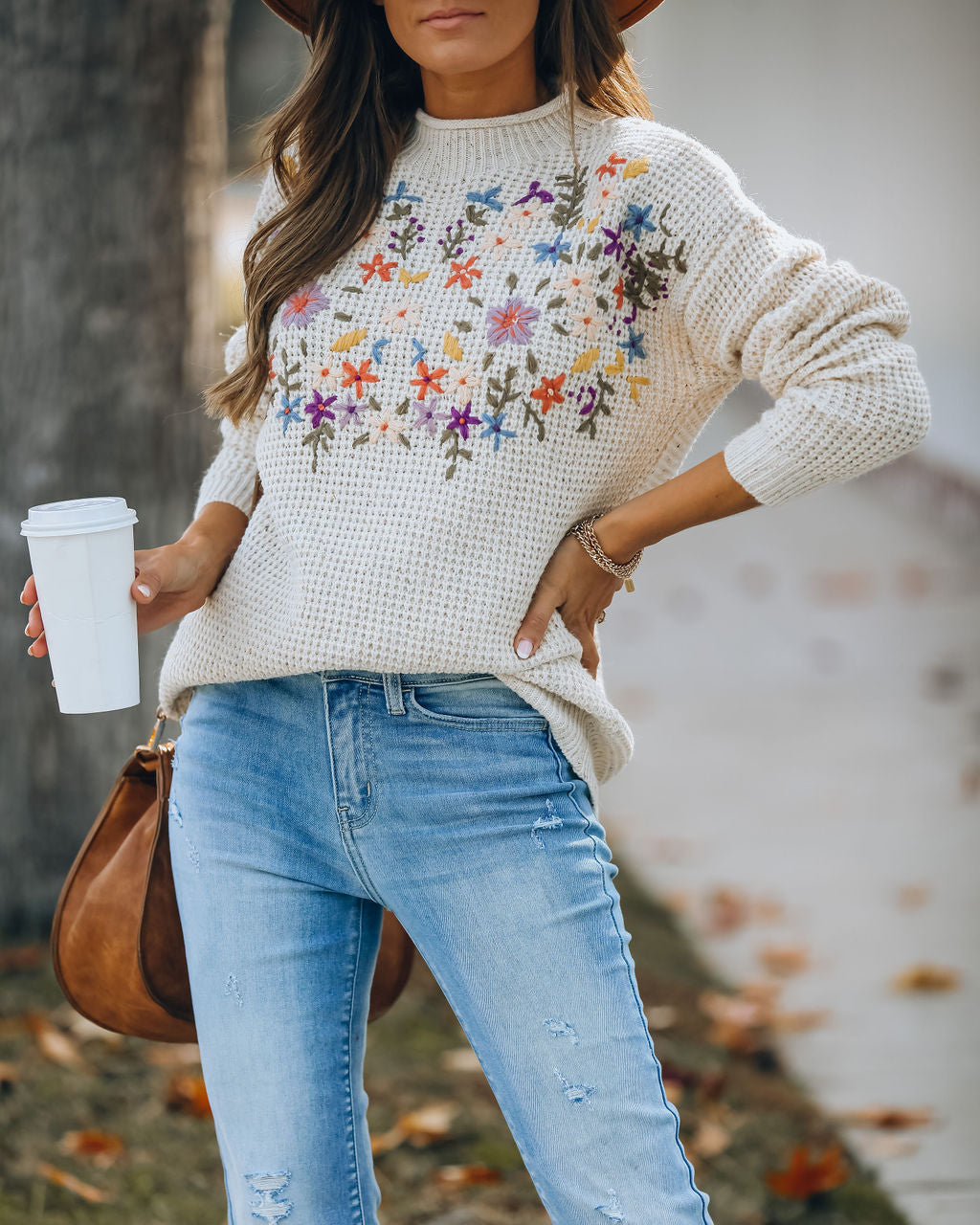 Patience Embroidered Floral Knit Sweater