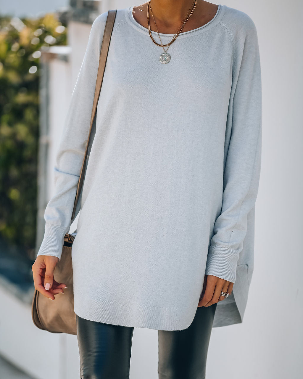 Leandra Knit Tunic Sweater - Cool Grey