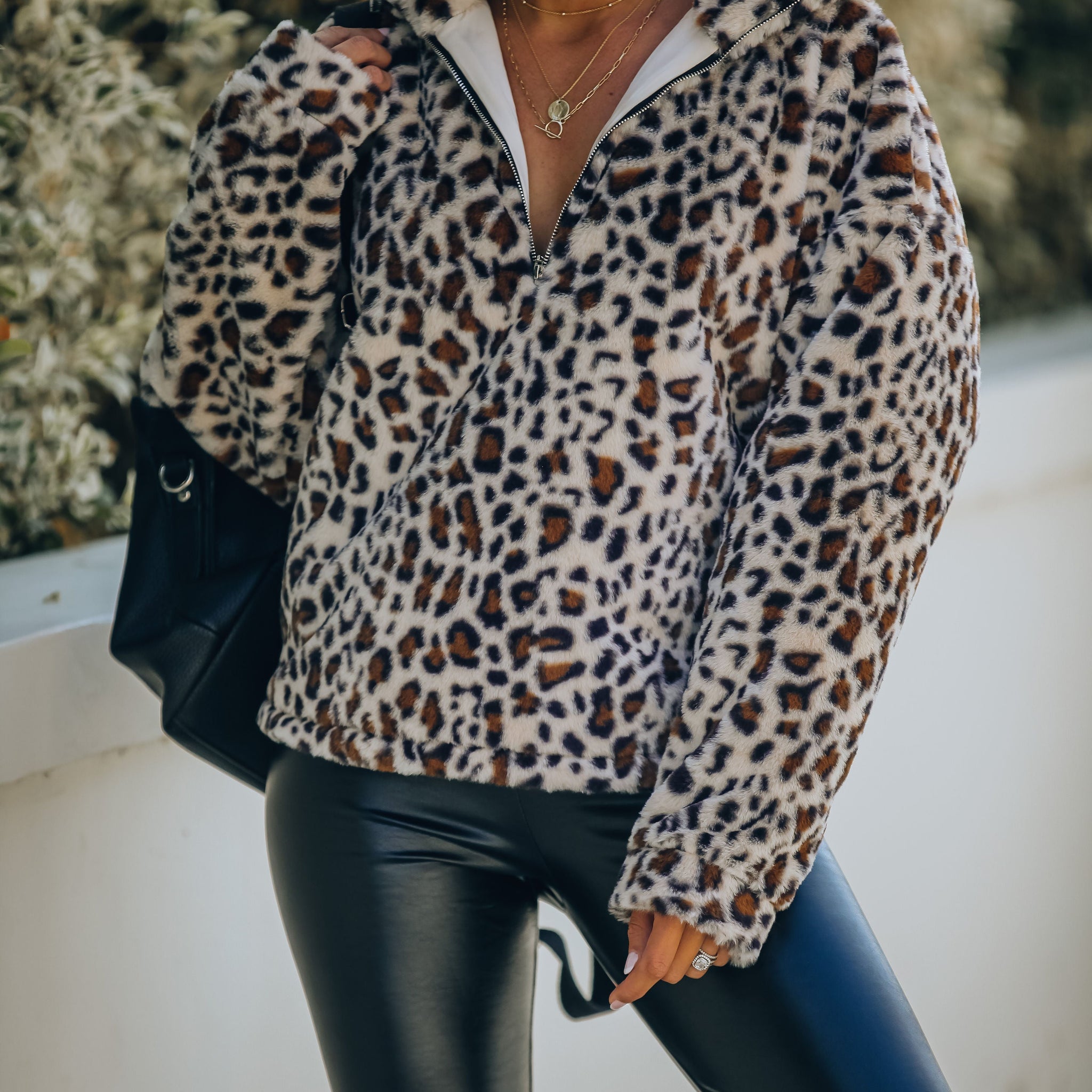 Life Is Purr-Fect Half Zip Faux Fur Pullover