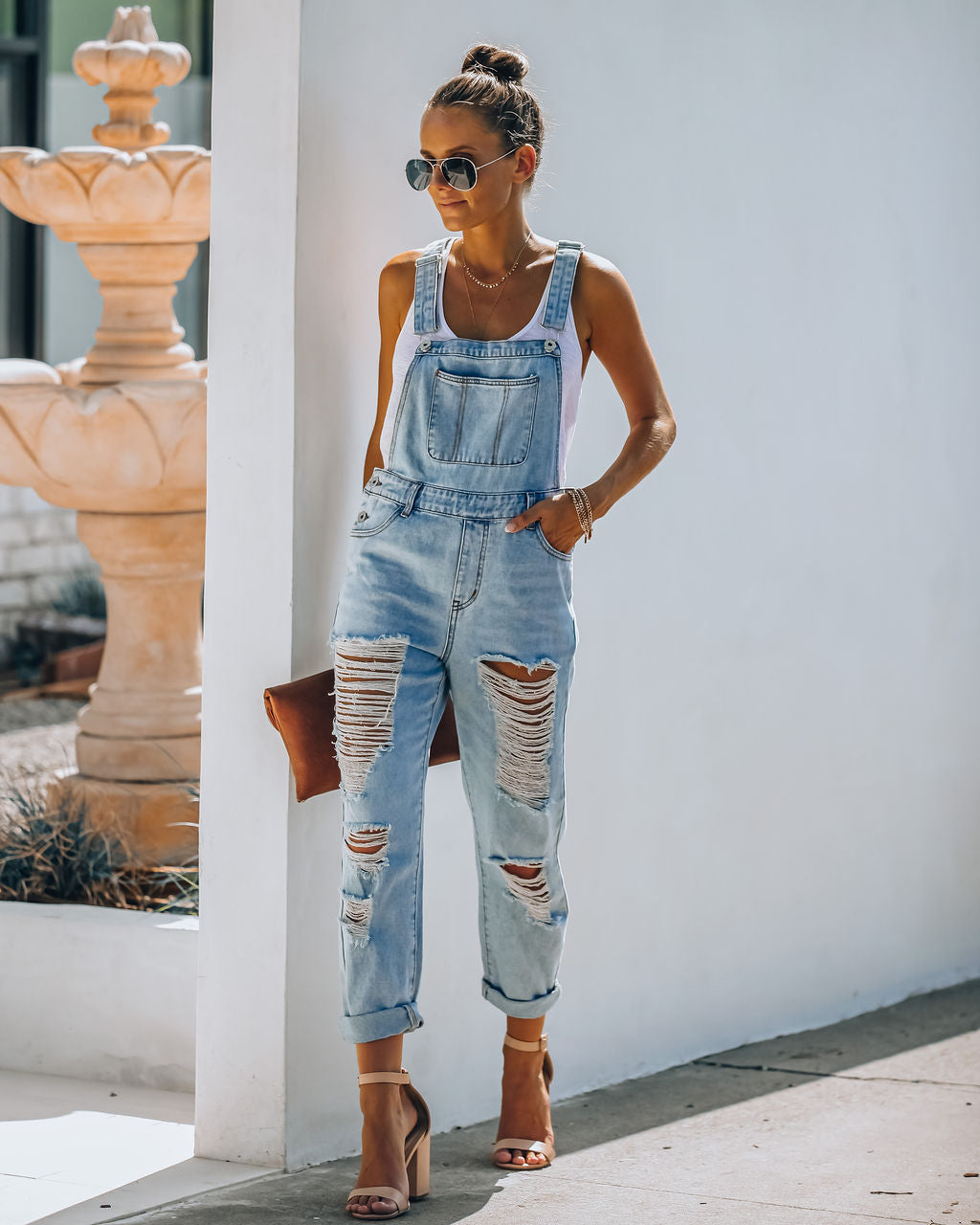 Sassy Sweetheart Distressed Denim Overalls