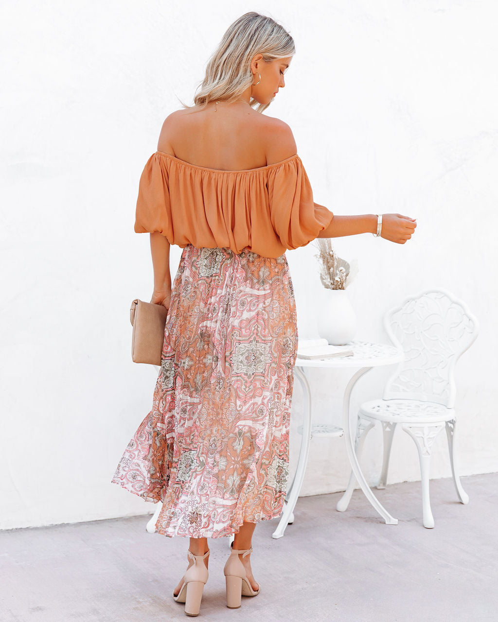 Giuseppe Pleated Paisley Midi Skirt