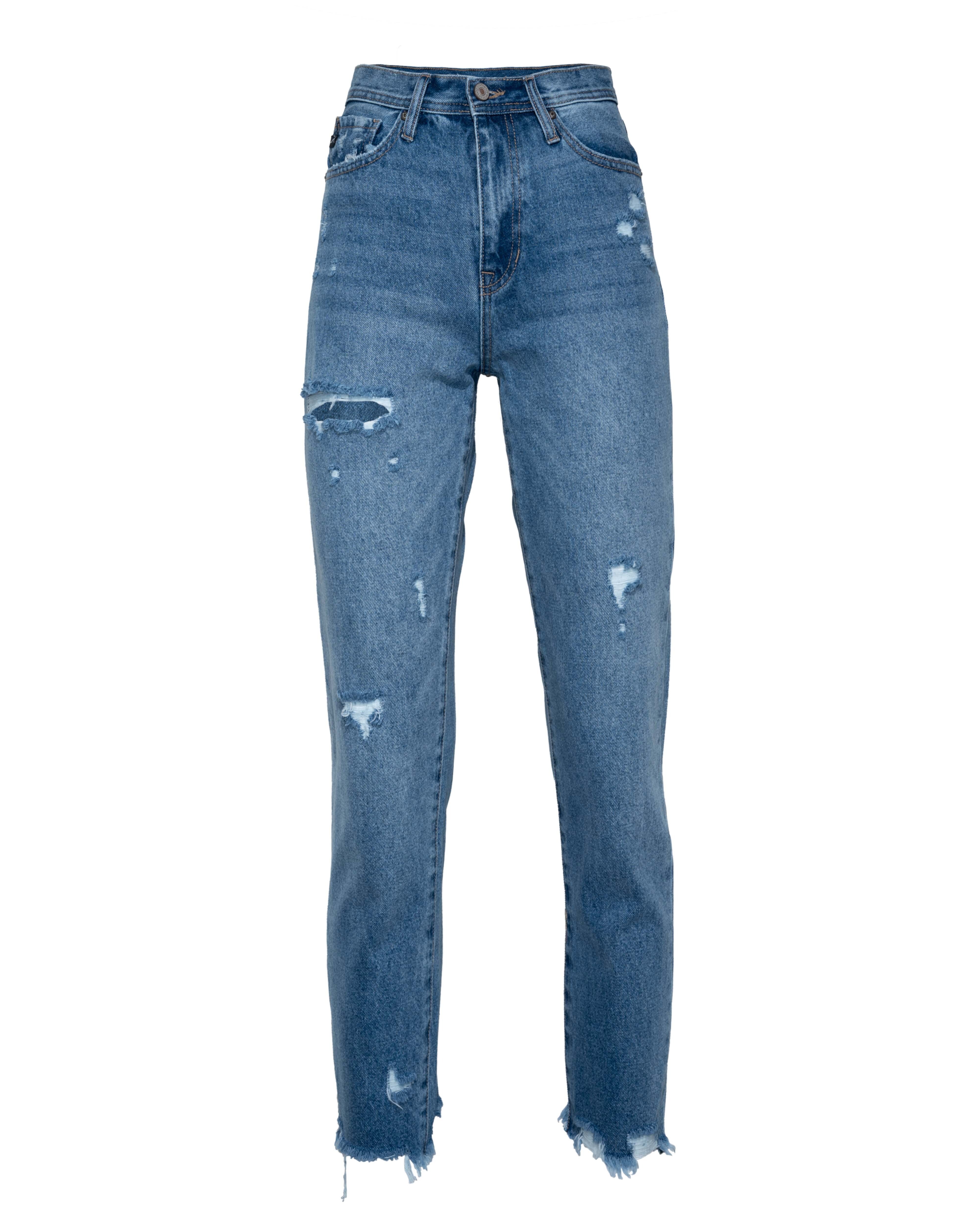 Michelle High Rise Slim Straight Denim - Medium Wash