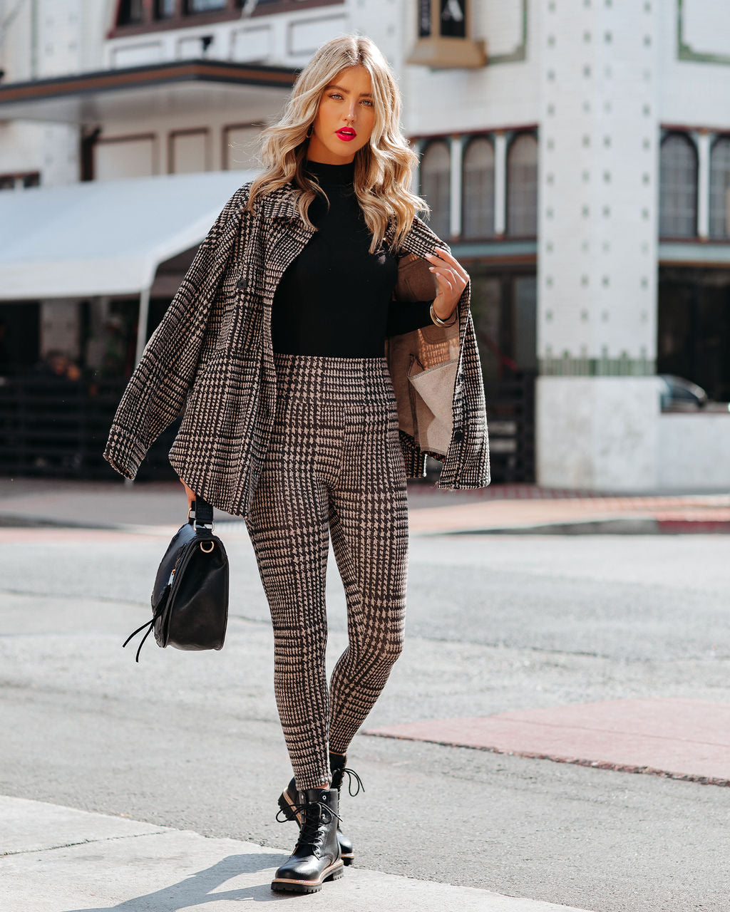 Lamont Pocketed Houndstooth Knit Shacket