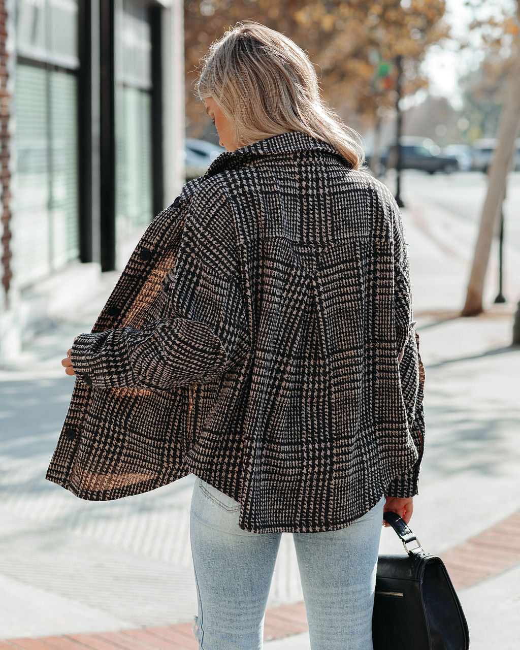 Lamont Pocketed Houndstooth Knit Shacket