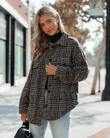 Lamont Pocketed Houndstooth Knit Shacket