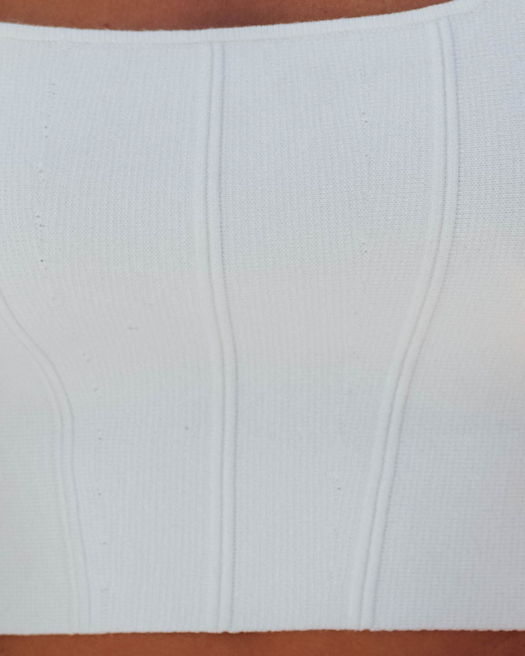 Lara Square Neck Knit Crop Top - Ivory