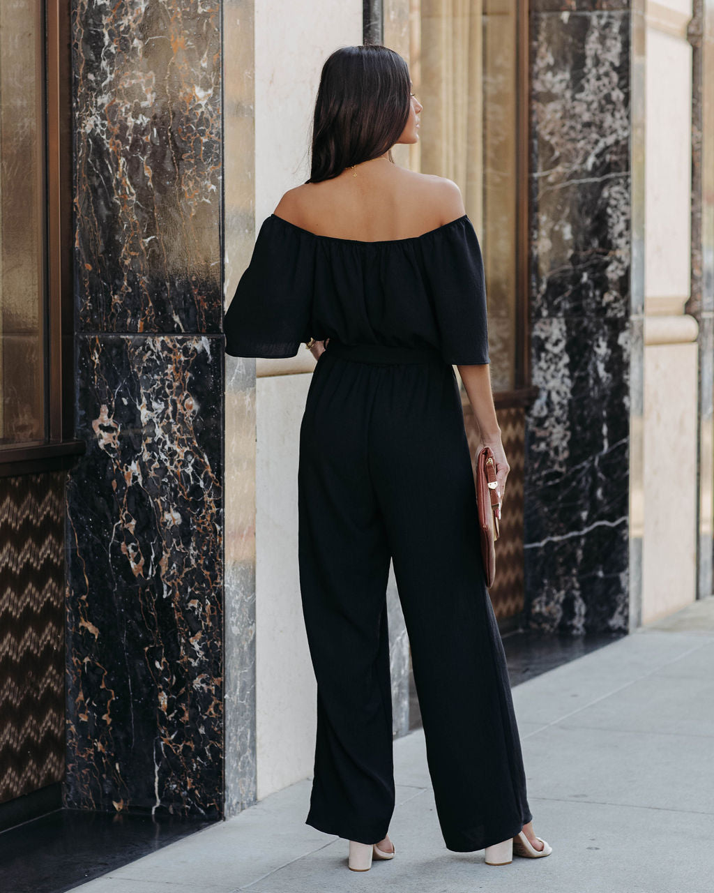 Leiland Off The Shoulder Jumpsuit - Black