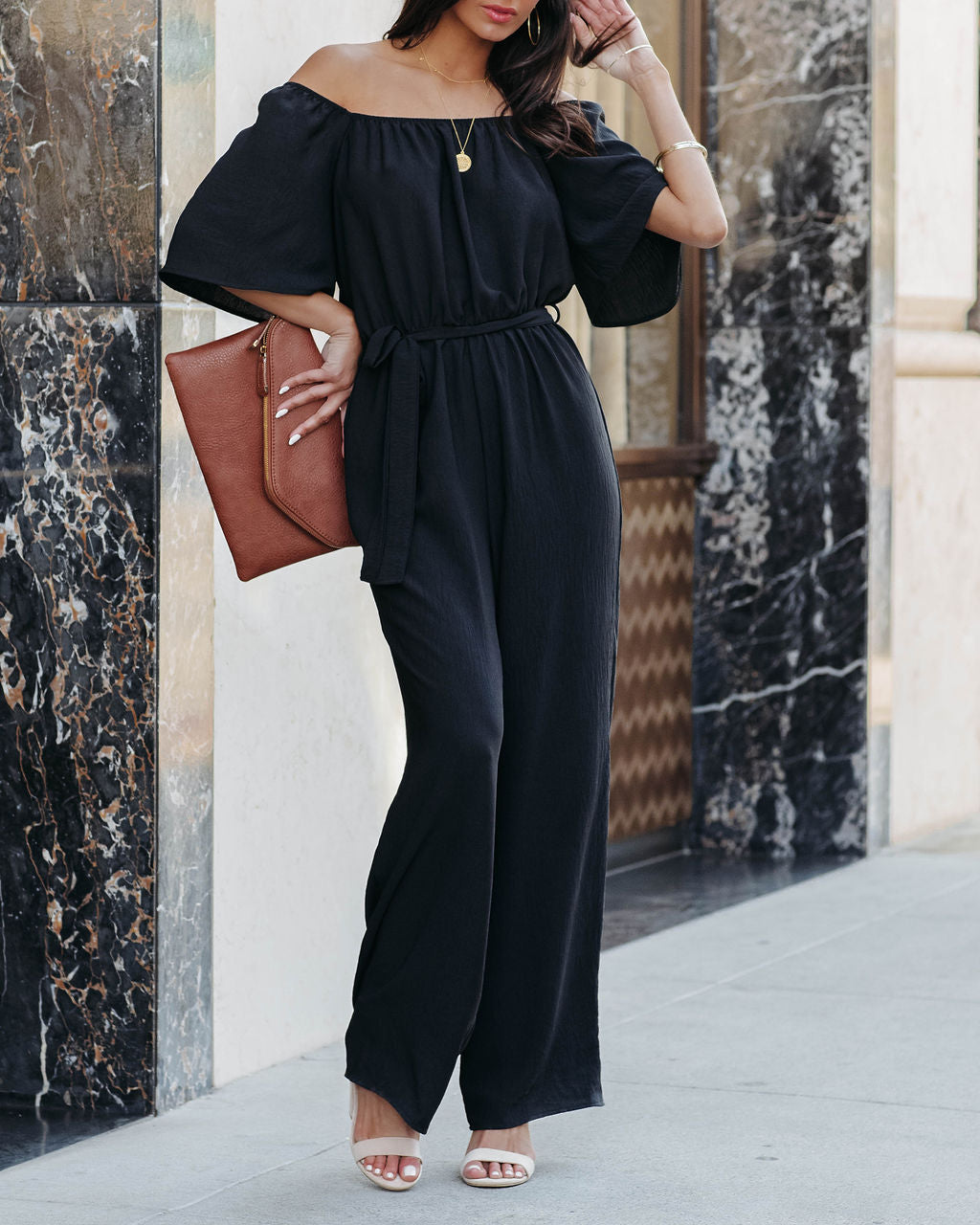 Leiland Off The Shoulder Jumpsuit - Black