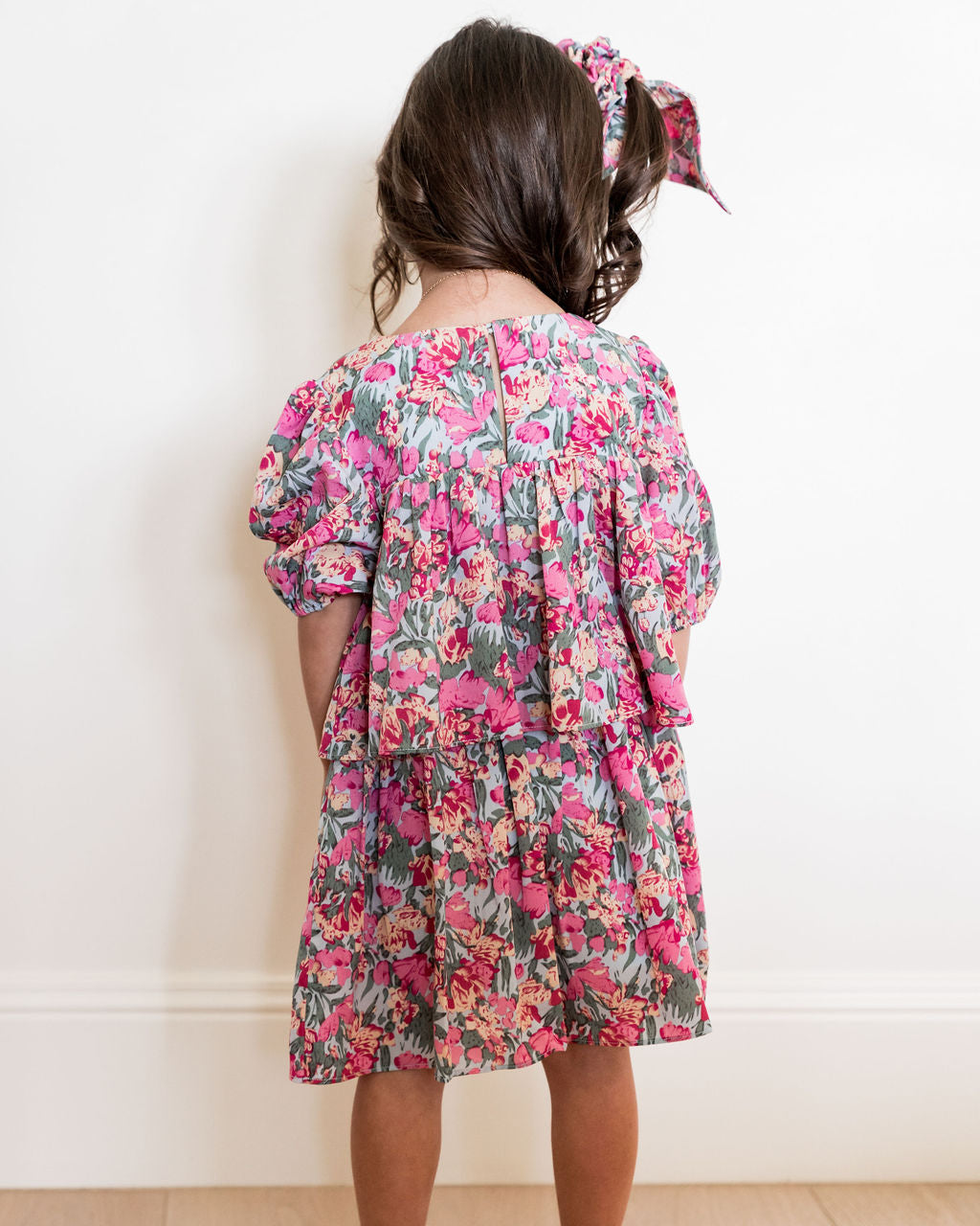 Mini - Layton Floral Puff Sleeve Tiered Dress