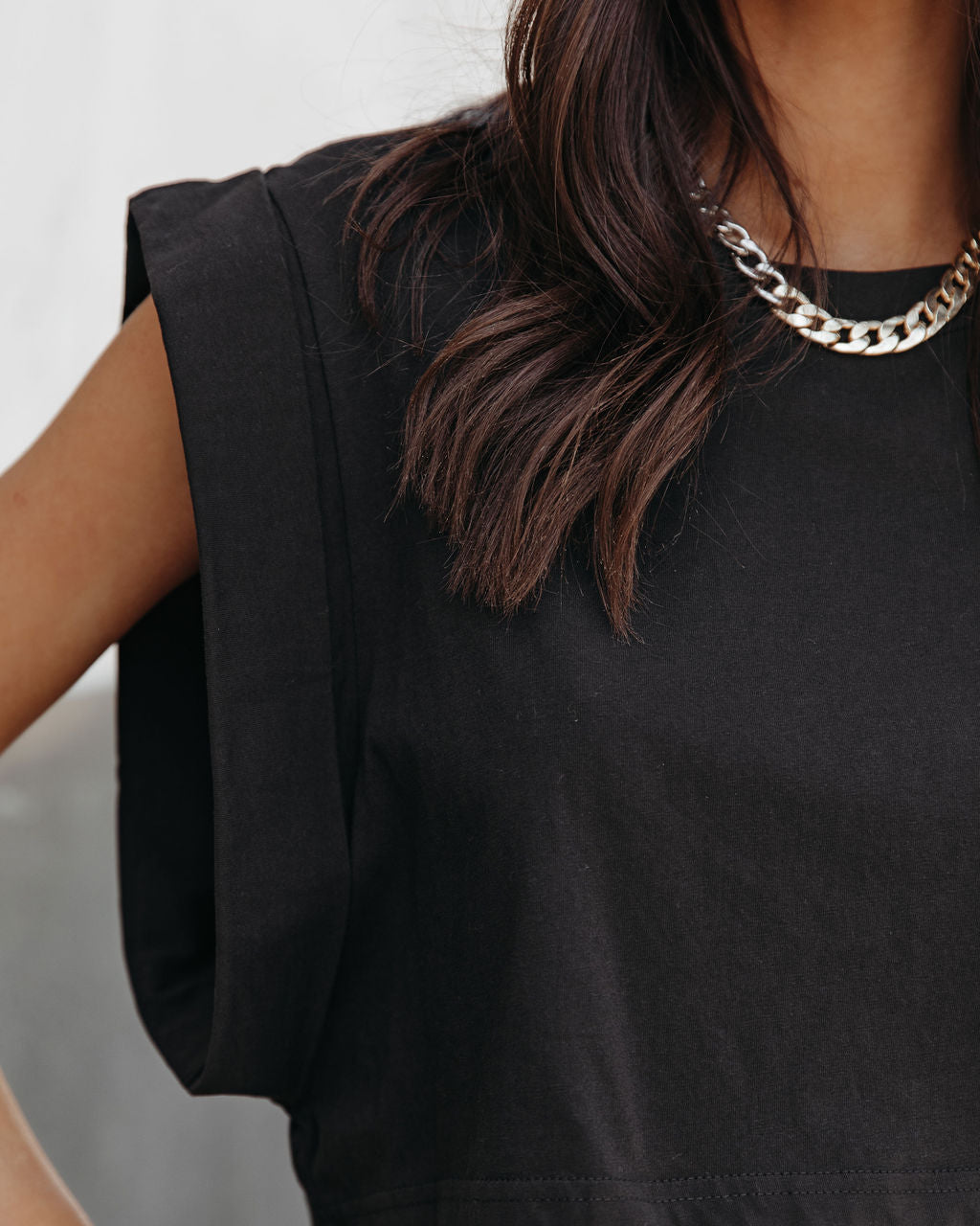 Nastia Cotton Cropped Tee - Black