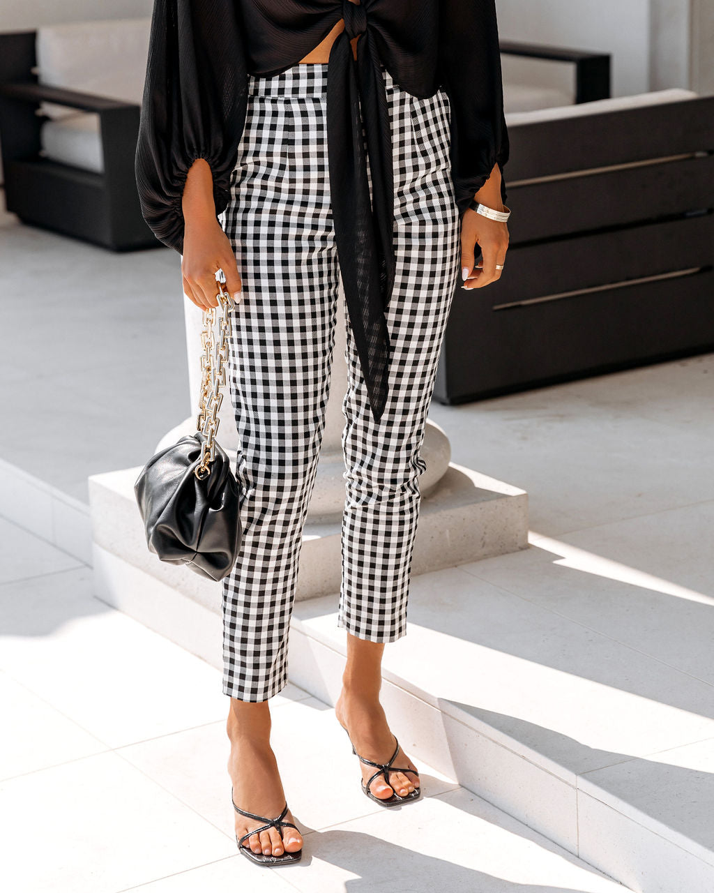 Milner Pocketed High Rise Gingham Pants