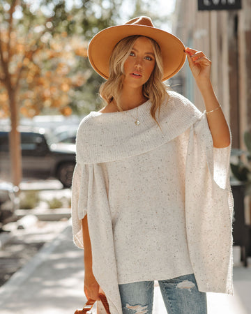 Miya Speckled Knit Poncho Sweater