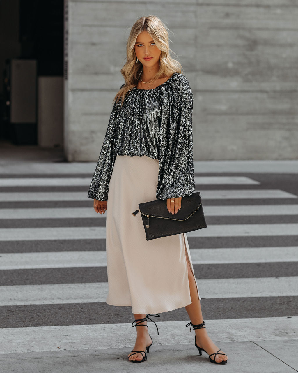 Nighttime Sequin Billowed Blouse