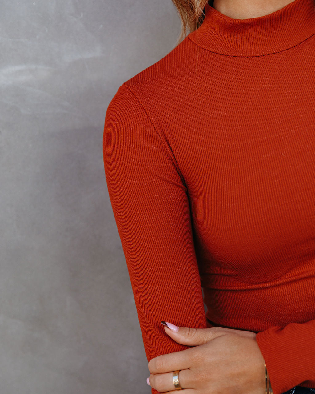 Norton Mock Neck Knit Top - Rust