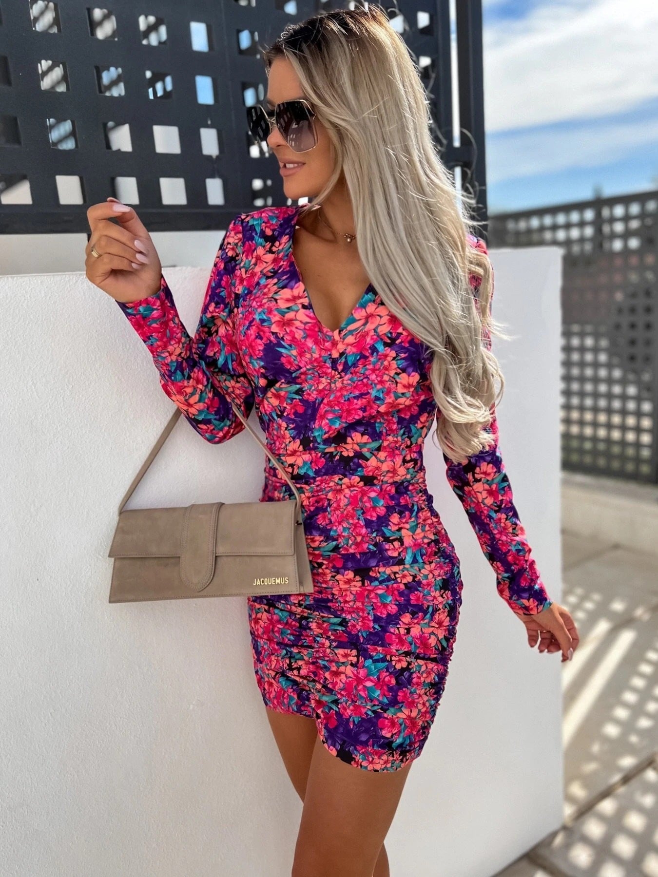 Love Wildly Satin Floral Mini Dress