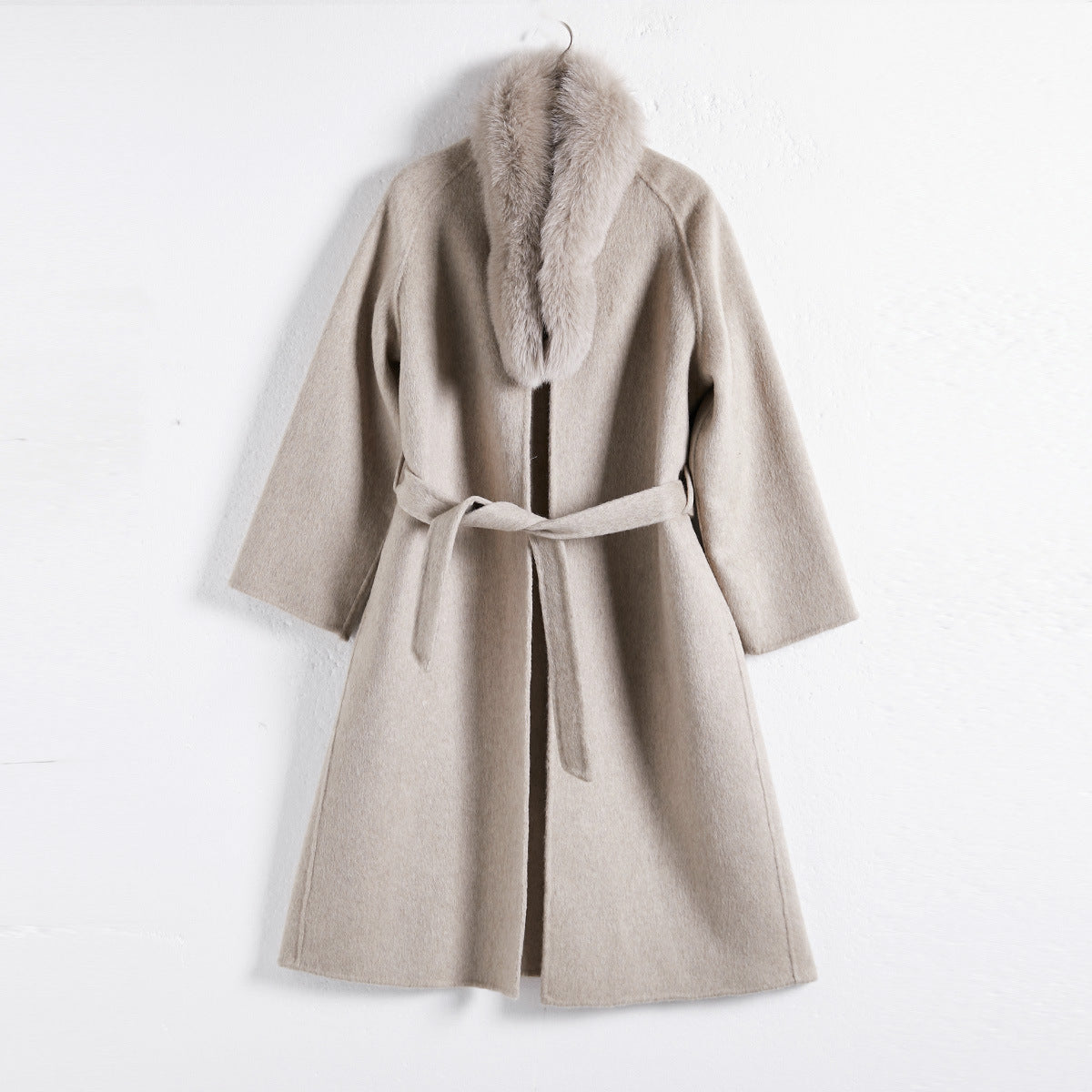Frederica Pocketed Faux Fur Collar Coat