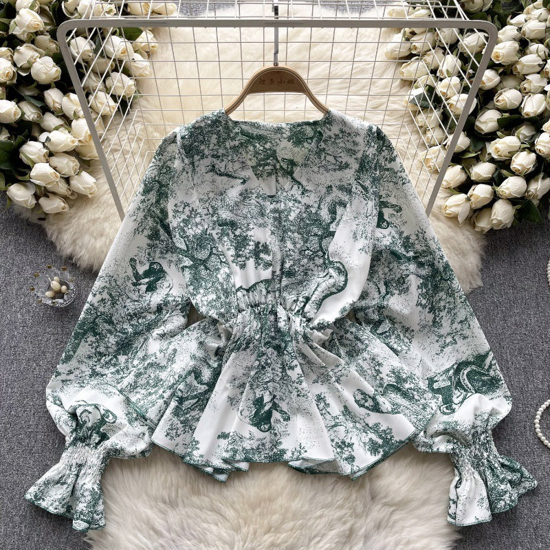 Lilliana Printed Crop Blouse