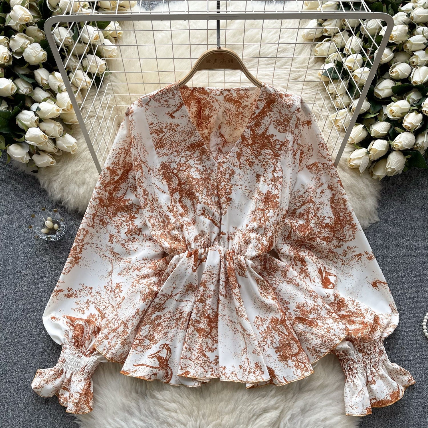 Lilliana Printed Crop Blouse