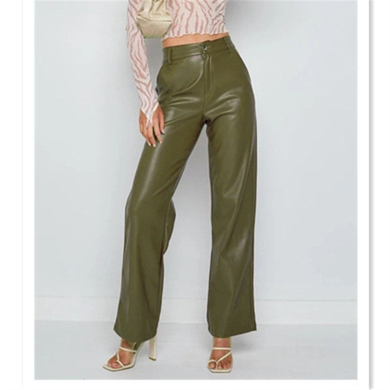 Meca High Rise Faux Leather Pants - Wine