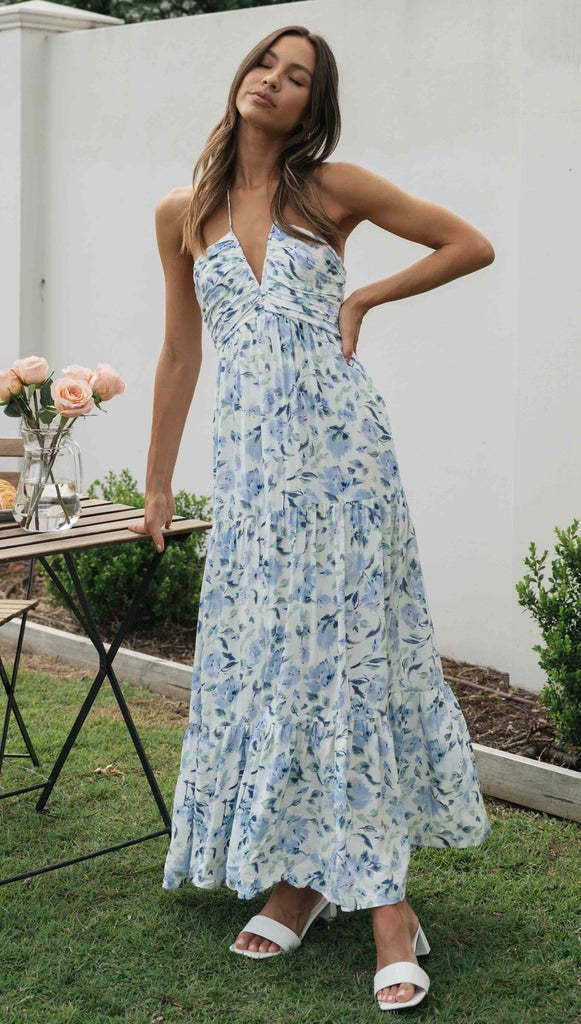 List Goes On Floral Tiered Tassel Midi Dress