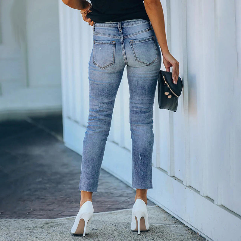 Vintage High Rise Straight Crop Denim
