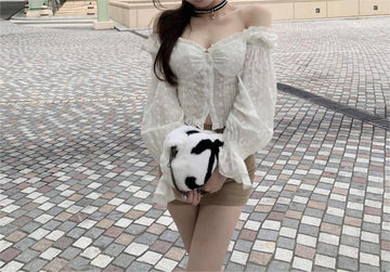 Lolly Cotton Eyelet Smocked Crop Top - Off White