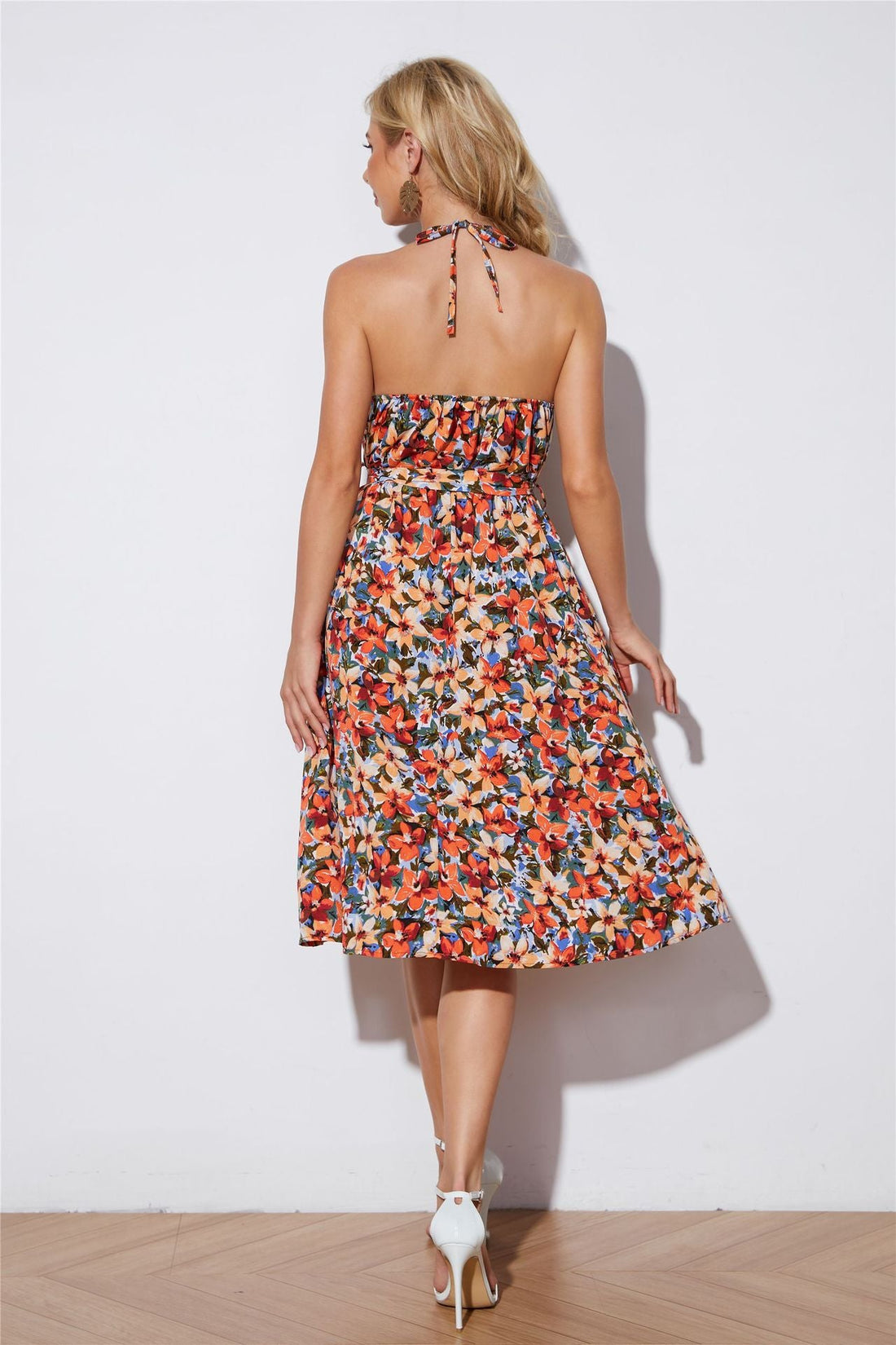 Night Fever Smocked Puff Sleeve Midi Dress