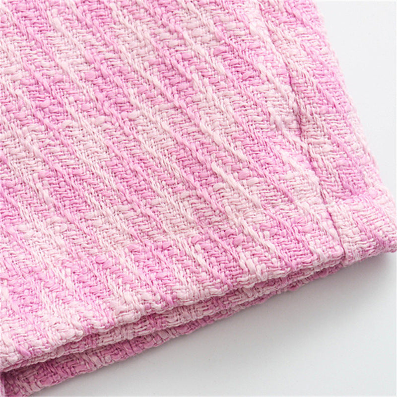 Gracie Pocketed High Rise Frayed Tweed Shorts - Pink