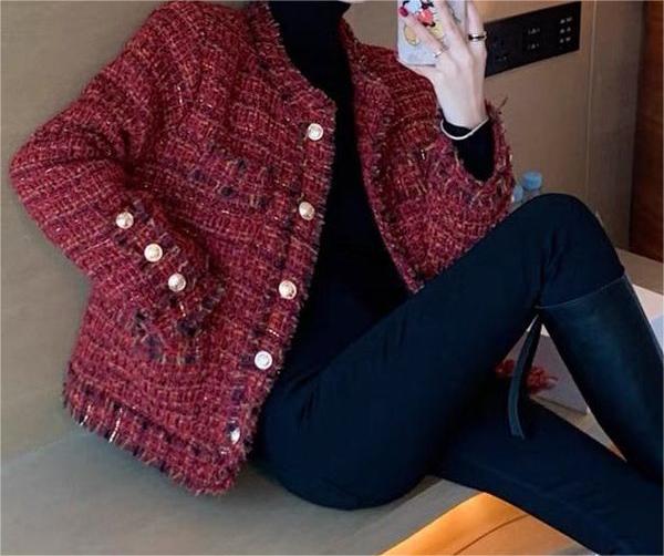 Waltham Pocketed Tweed Jacket - Red