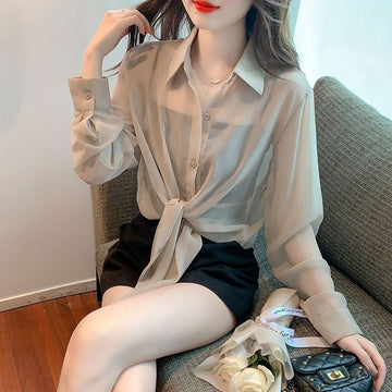 Vittoria Tie Front Crop Blouse - Ecru