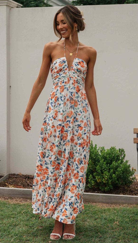 List Goes On Floral Tiered Tassel Midi Dress