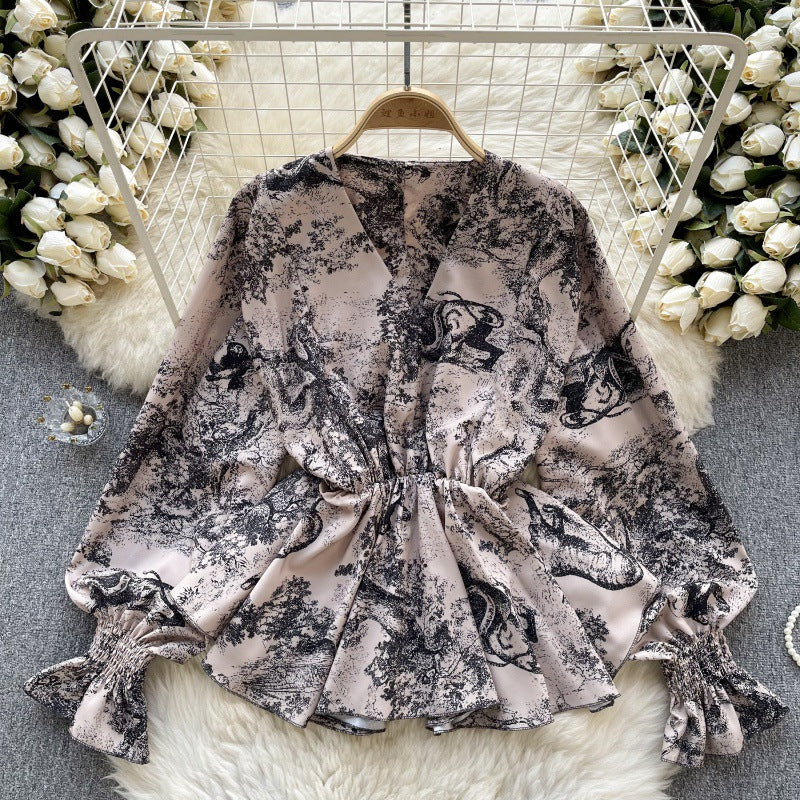 Lilliana Printed Crop Blouse