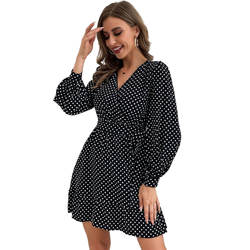 Leyla Polka Dot Shimmer Dress - Black