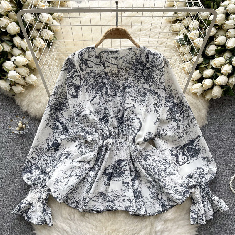 Lilliana Printed Crop Blouse