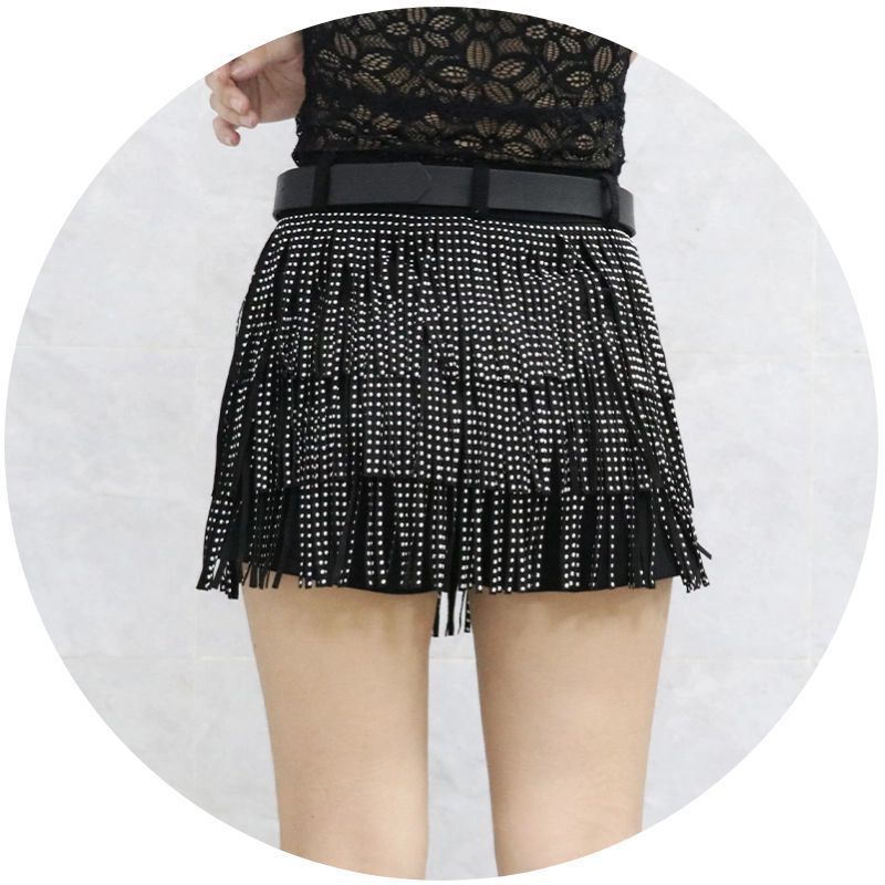 Zoie Studded Fringe Mini Skirt - Blue