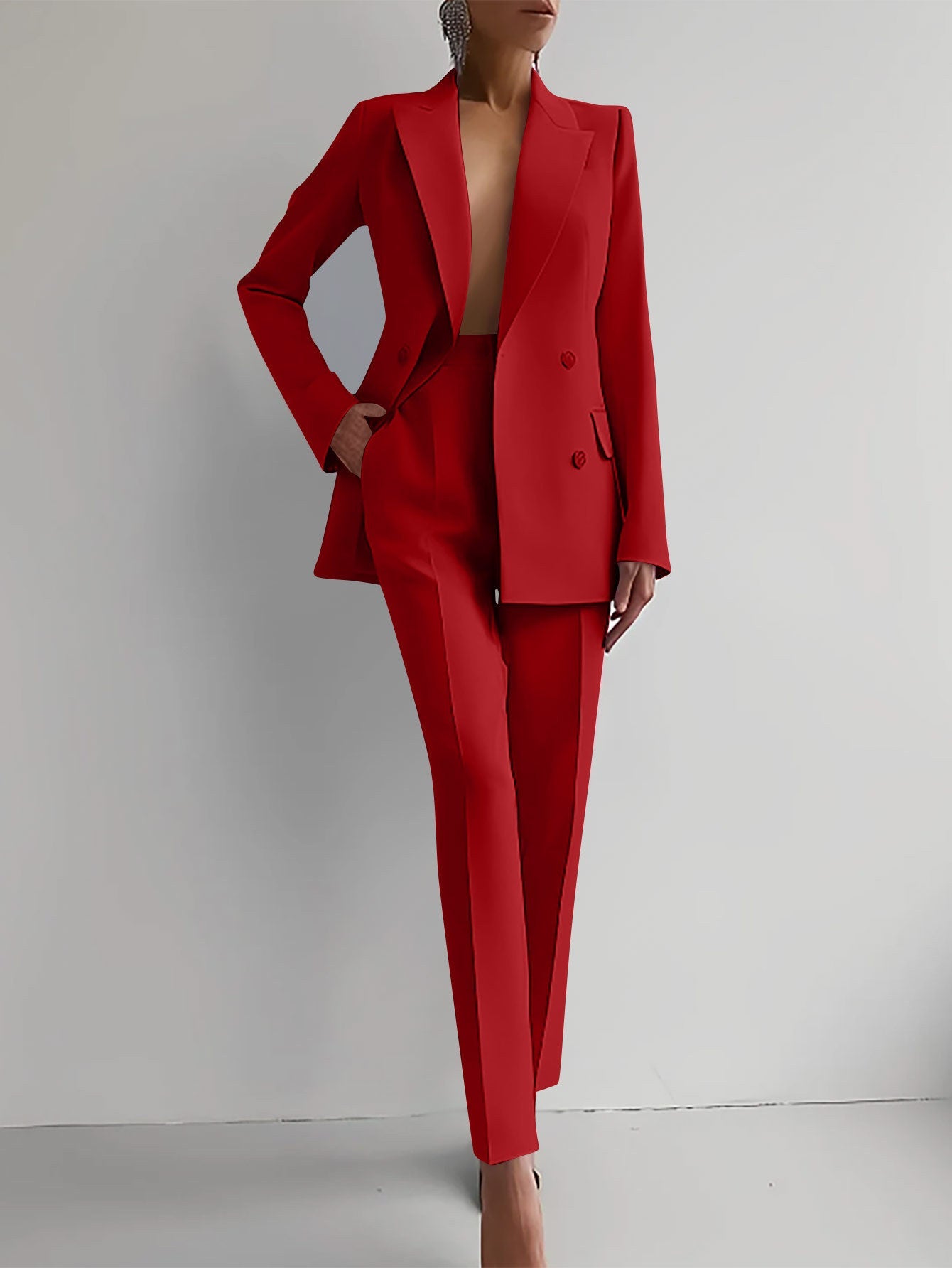 Runway Pocketed Blazer - Red