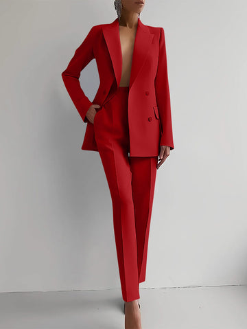 Runway Pocketed Blazer - Red