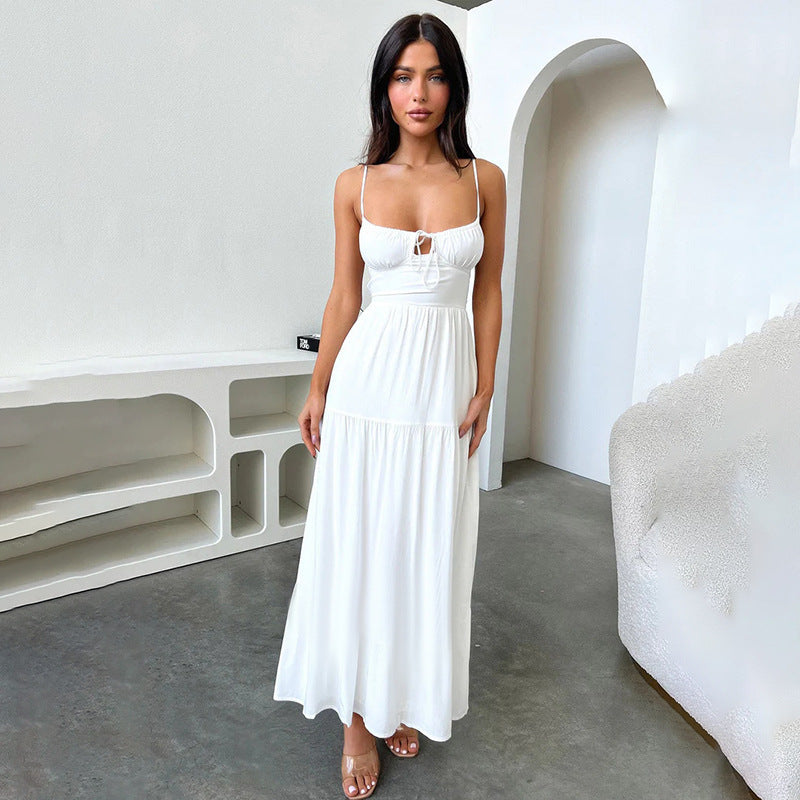 Moesha Tie Front Midi Dress - Off White