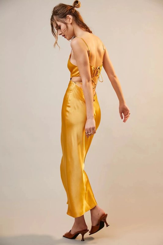 Marielle Satin Plunge Maxi Dress