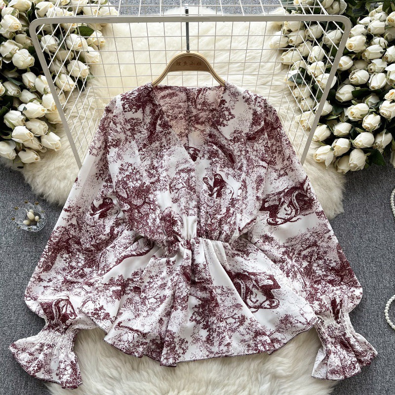 Lilliana Printed Crop Blouse