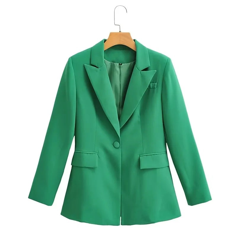 Runway Pocketed Blazer - Kelly Green